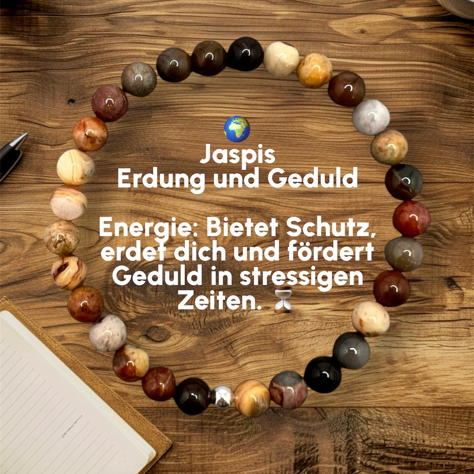 Jaspis Armband aus bunten Kugelsteinen für Erdung, Geduld und Schutz in stilvollem Design