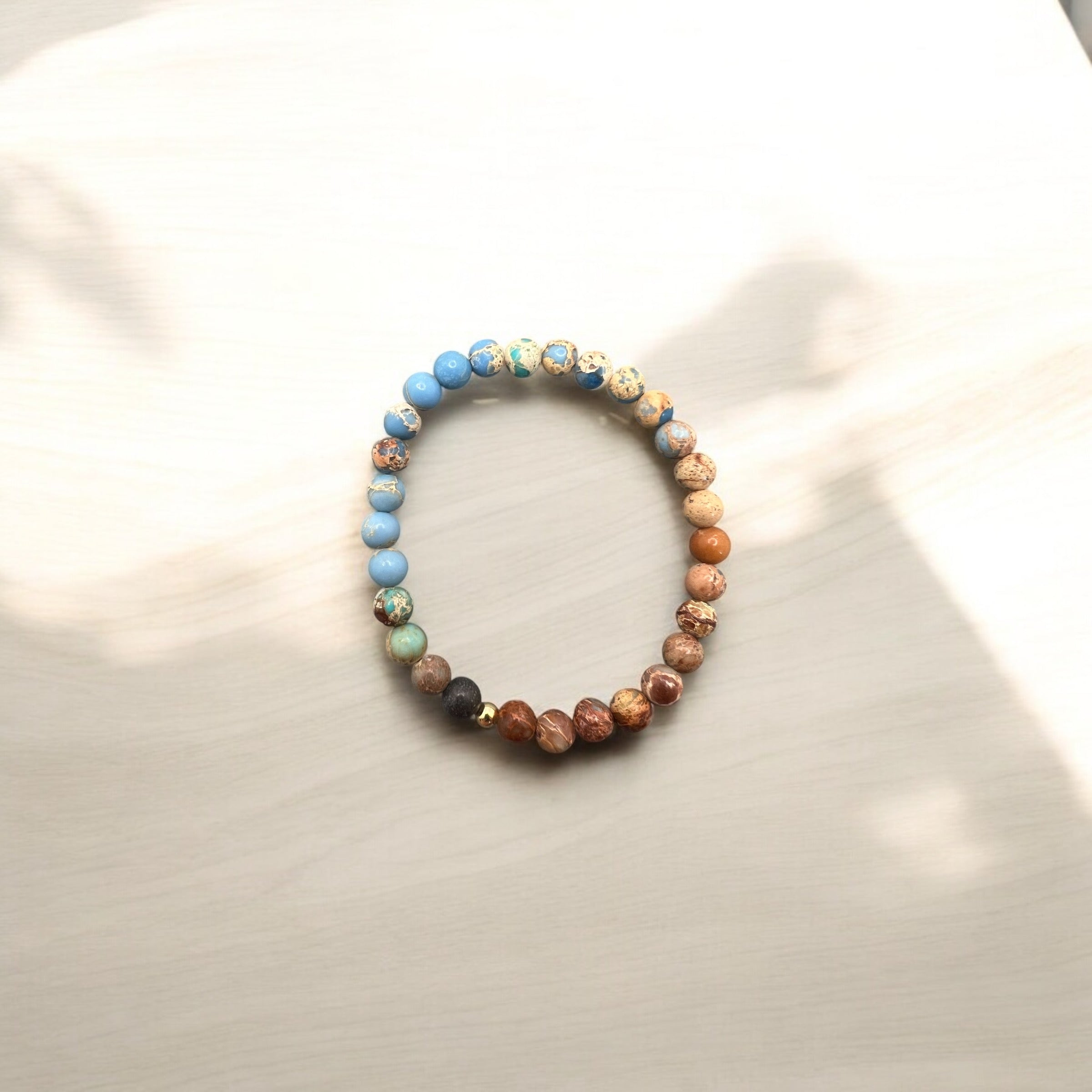 Imperial Jaspis Armband made of 6mm round multicolored jasper beads on elastic band for inner harmony and balance