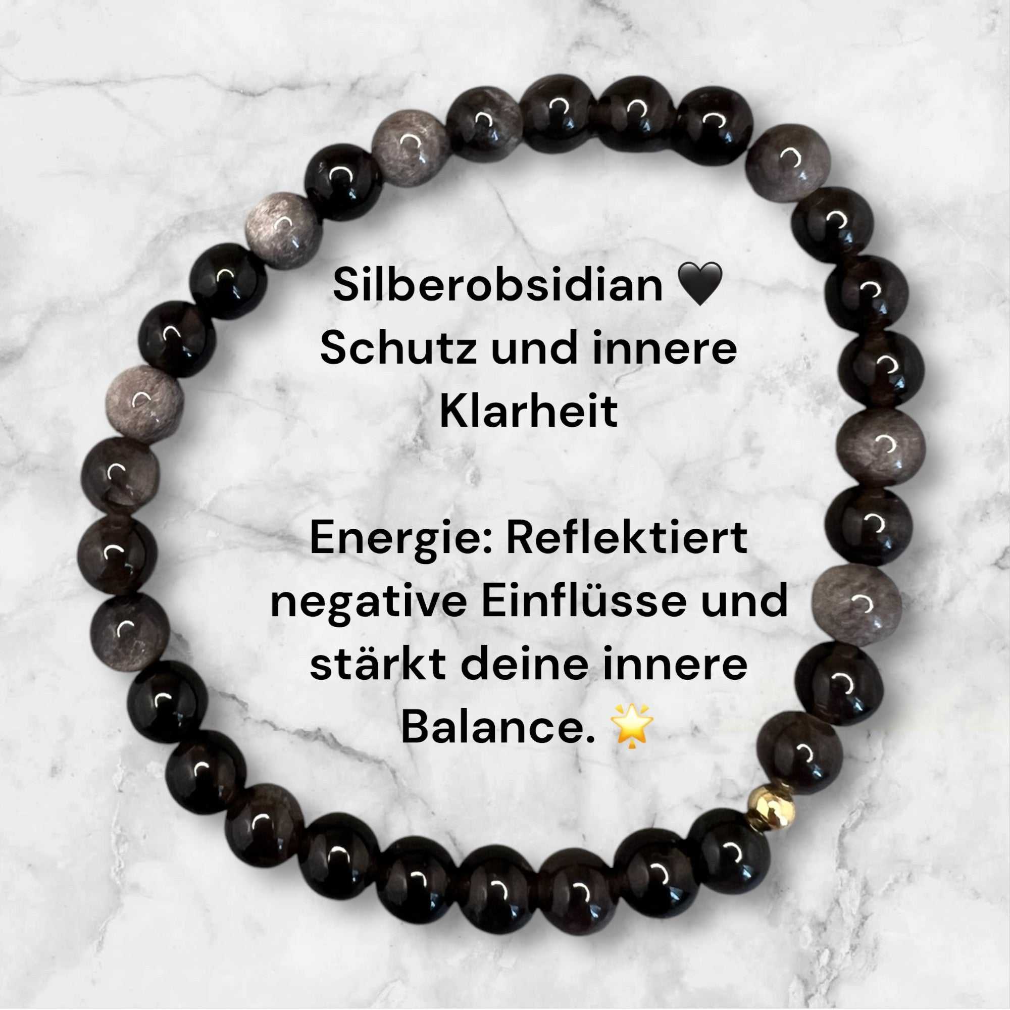 Schützendes Edelsteinarmband aus Silberobsidian mit Geschenkbeutel