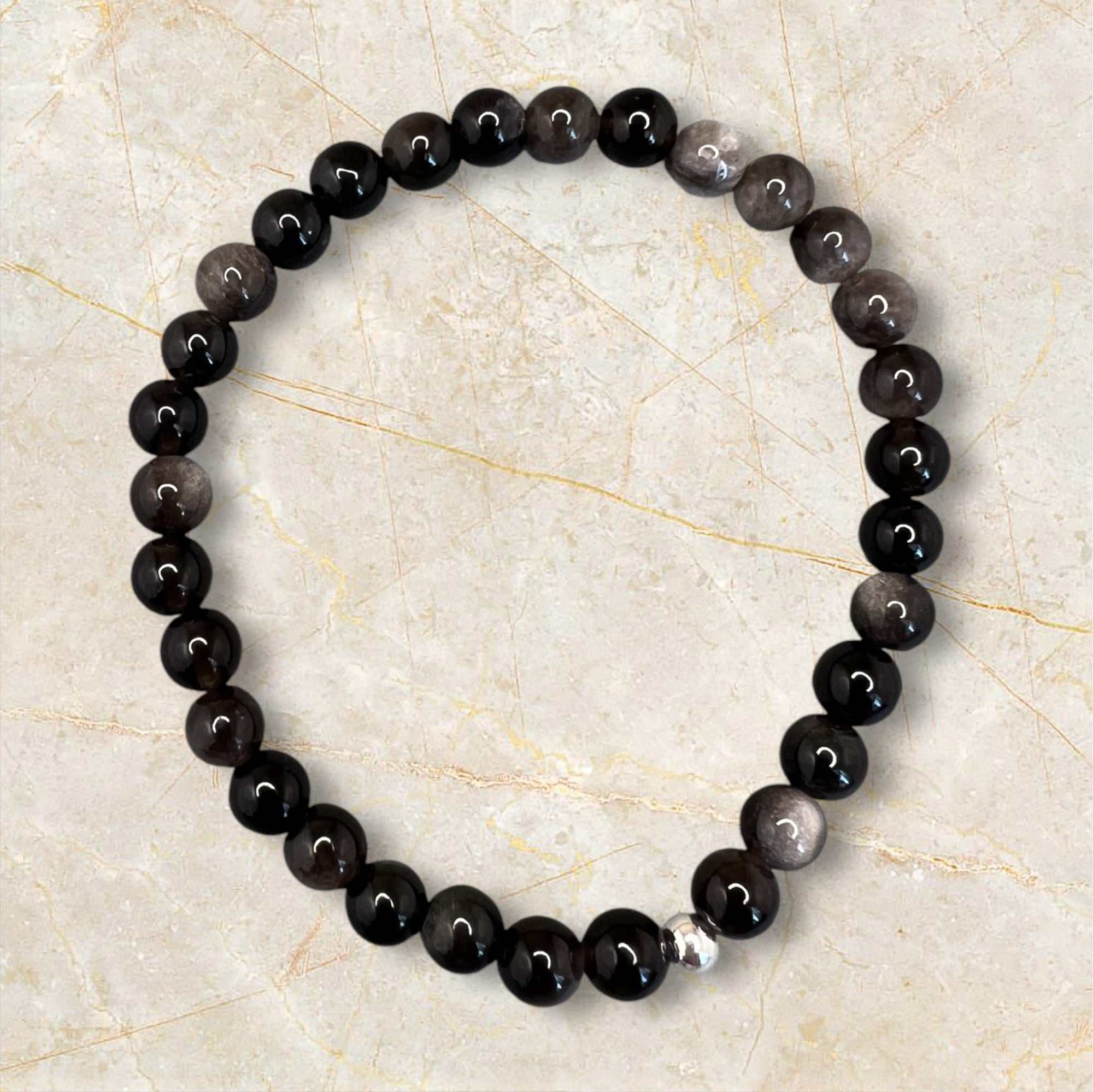 Silberobsidian Armband für energetische Klarheit & Reflektion