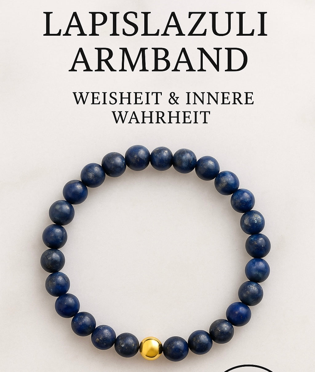 Lapislazuli Armband mit 6 mm runden Perlen in tiefblau für Weisheit und innere Wahrheit, handgefertigt auf elastischem Band.