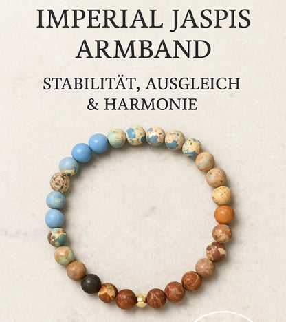 Imperial Jaspis Armband aus farbenreichen 6mm Perlen für Stabilität, Ausgleich und innere Harmonie