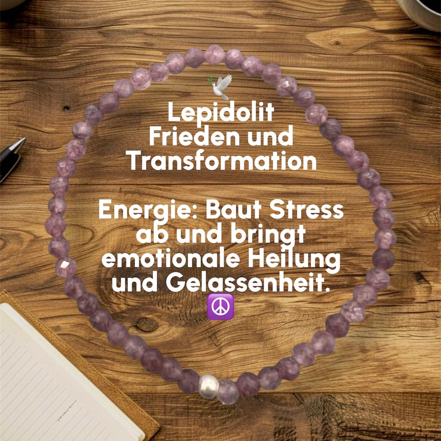 Handgemachtes Lepidolith Armband mit beruhigender Energie und Schutzwirkung