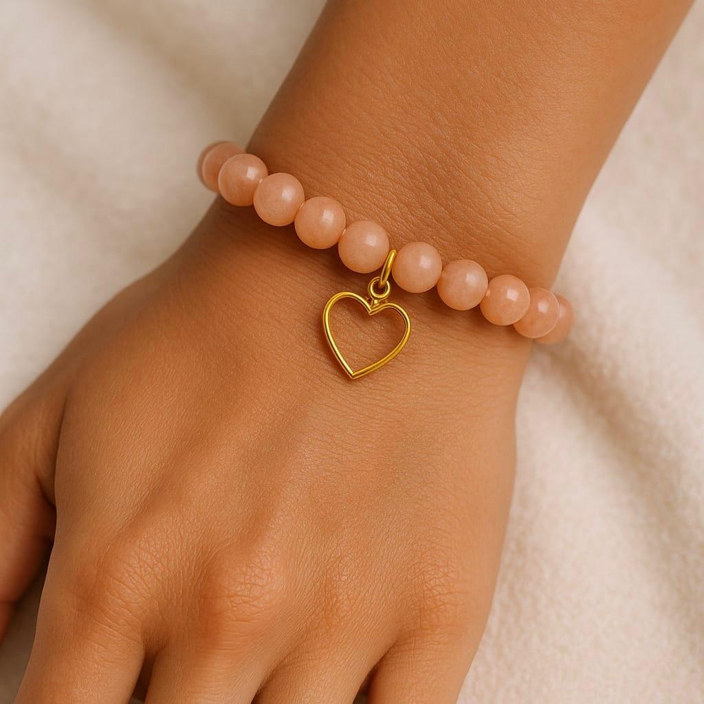 Sonnenstein Armband mit Herzanhänger - Lebensfreude &amp; Positivität